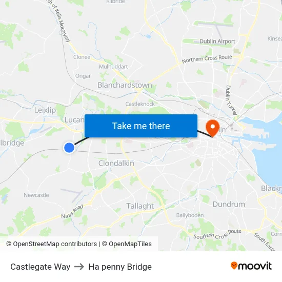 Castlegate Way to Ha penny Bridge map