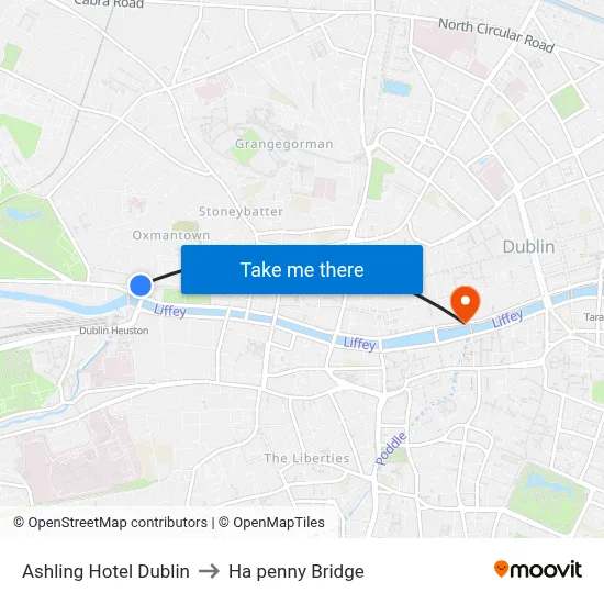 Ashling Hotel Dublin to Ha penny Bridge map
