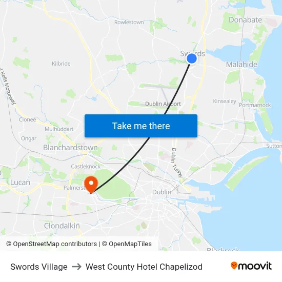 Swords Village to West County Hotel Chapelizod map