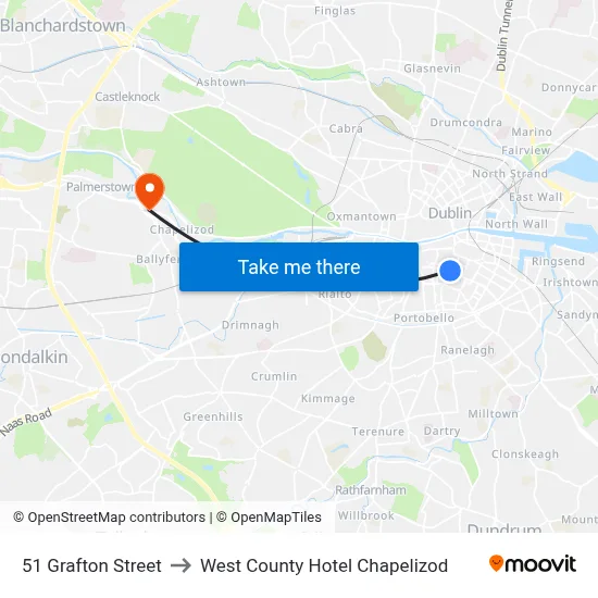 51 Grafton Street to West County Hotel Chapelizod map