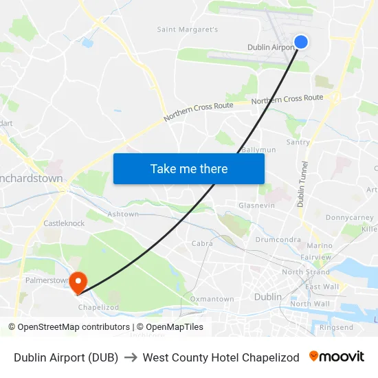 Dublin Airport (DUB) to West County Hotel Chapelizod map