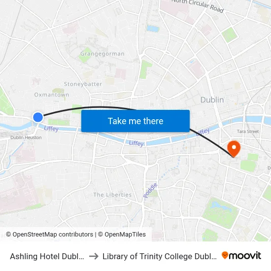 Ashling Hotel Dublin to Library of Trinity College Dublin map