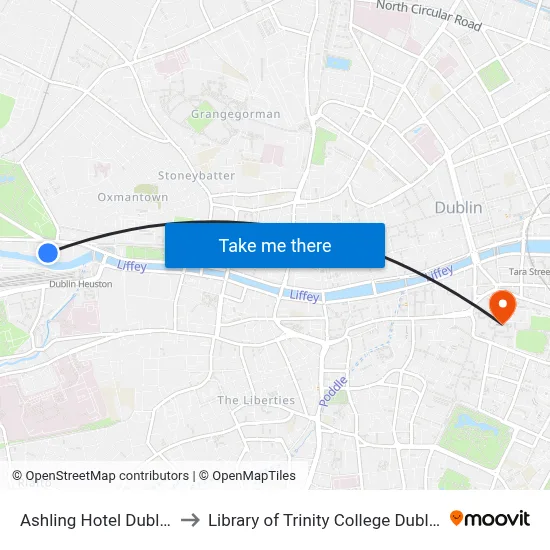 Ashling Hotel Dublin to Library of Trinity College Dublin map