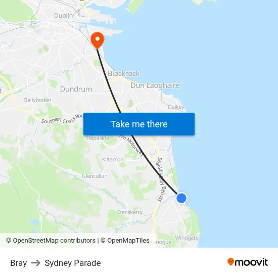 Bray to Sydney Parade map