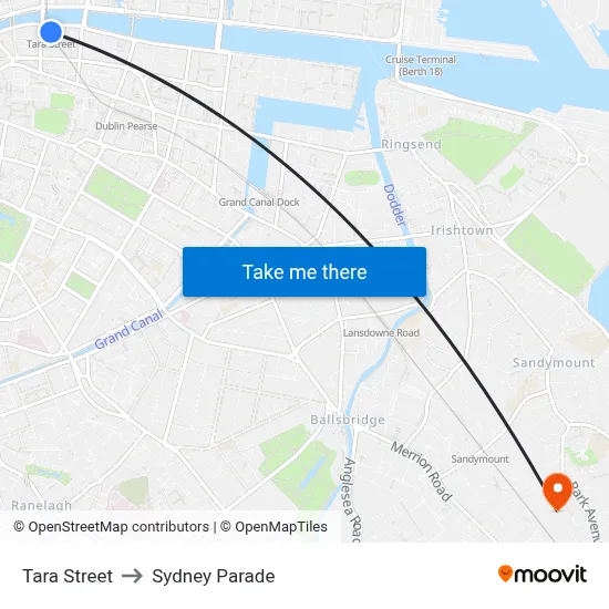 Tara Street to Sydney Parade map