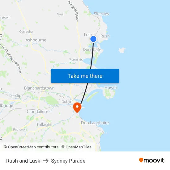Rush and Lusk to Sydney Parade map