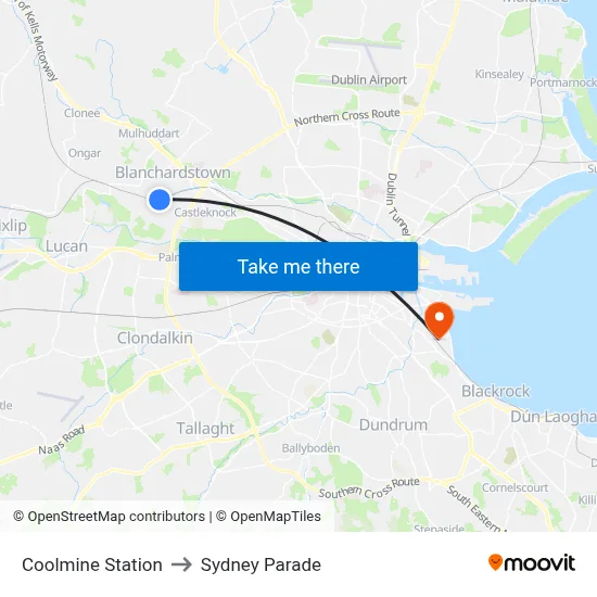 Coolmine Station to Sydney Parade map
