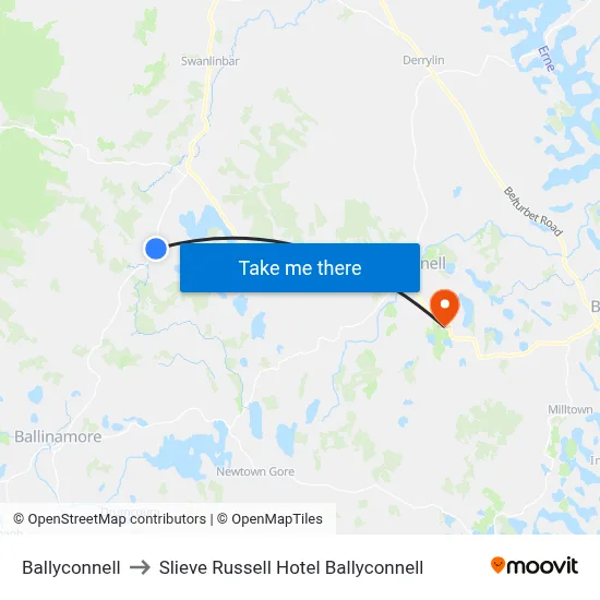 Ballyconnell to Slieve Russell Hotel Ballyconnell map