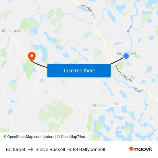 Belturbet to Slieve Russell Hotel Ballyconnell map