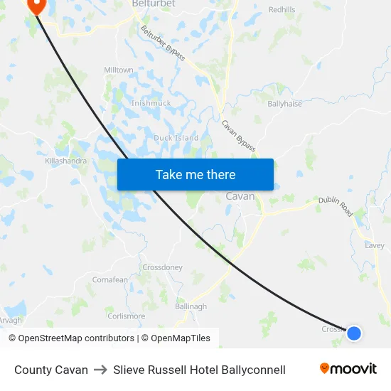 County Cavan to Slieve Russell Hotel Ballyconnell map