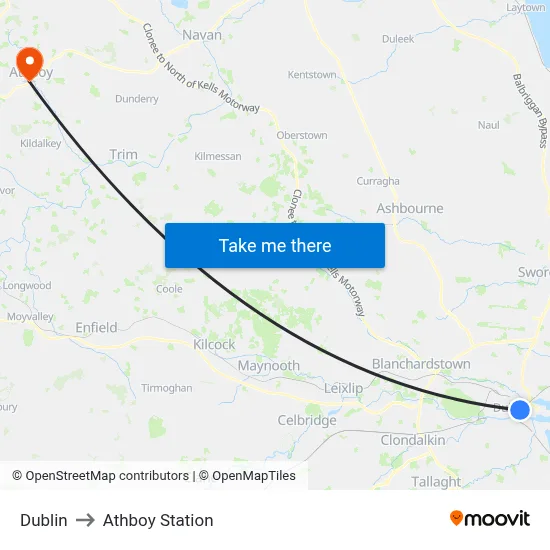 Dublin to Athboy Station map
