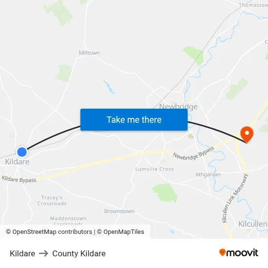 Kildare to County Kildare map