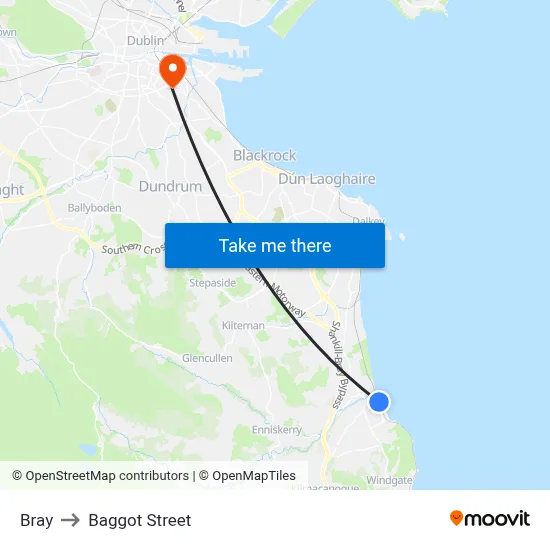 Bray to Baggot Street map