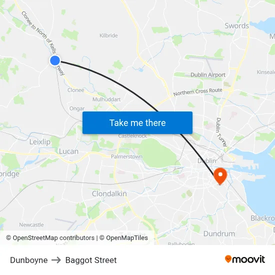 Dunboyne to Baggot Street map