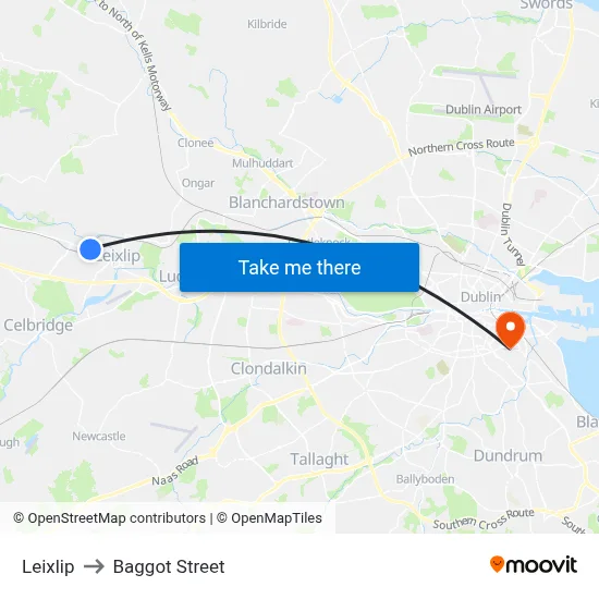 Leixlip to Baggot Street map