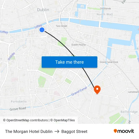 The Morgan Hotel Dublin to Baggot Street map