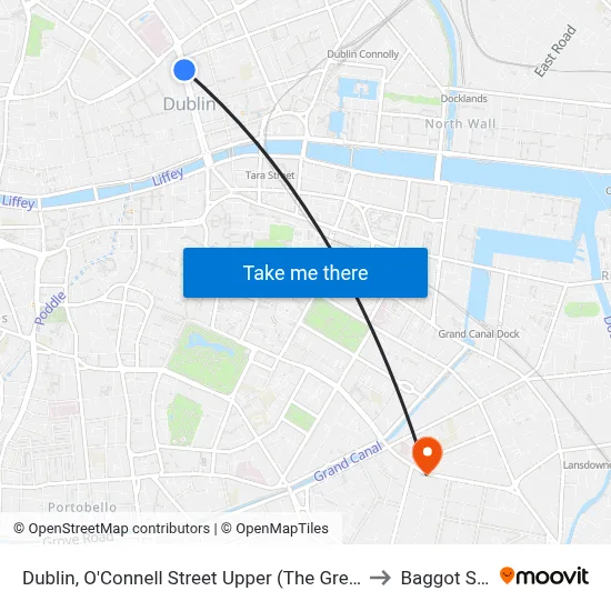 Dublin, O'Connell Street Upper (The Gresham Hotel) to Baggot Street map