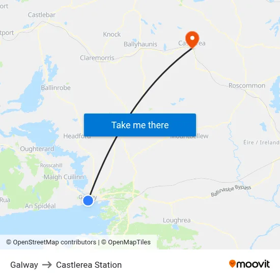 Galway to Castlerea Station map