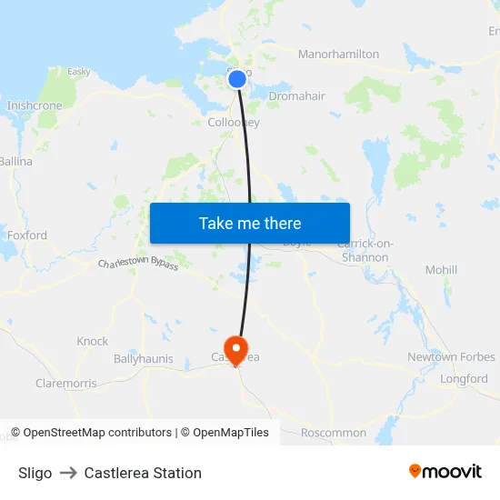 Sligo to Castlerea Station map