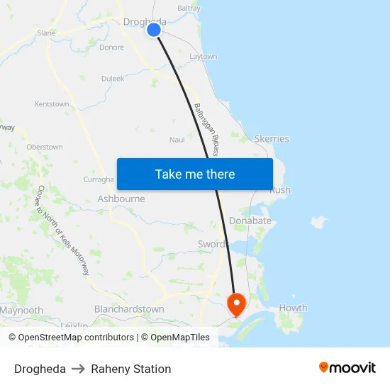 Drogheda to Raheny Station map