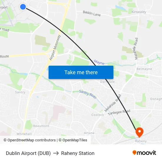 Dublin Airport (DUB) to Raheny Station map