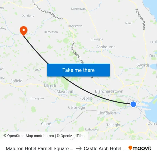 Maldron Hotel Parnell Square Dublin to Castle Arch Hotel Trim map
