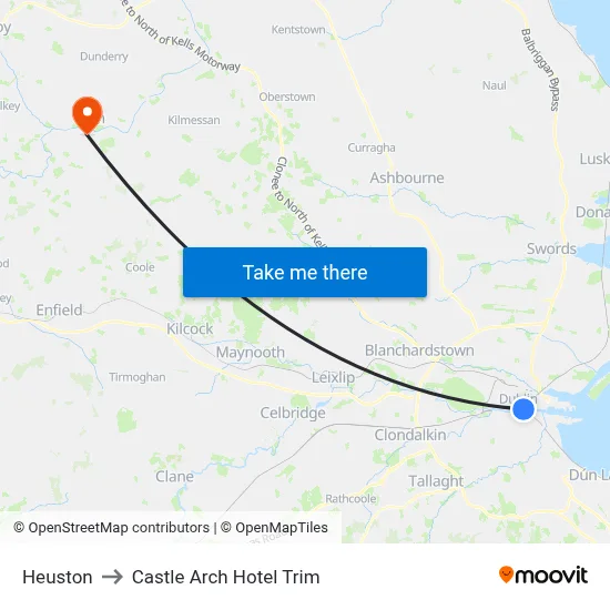 Heuston to Castle Arch Hotel Trim map