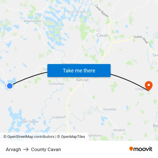 Arvagh to County Cavan map
