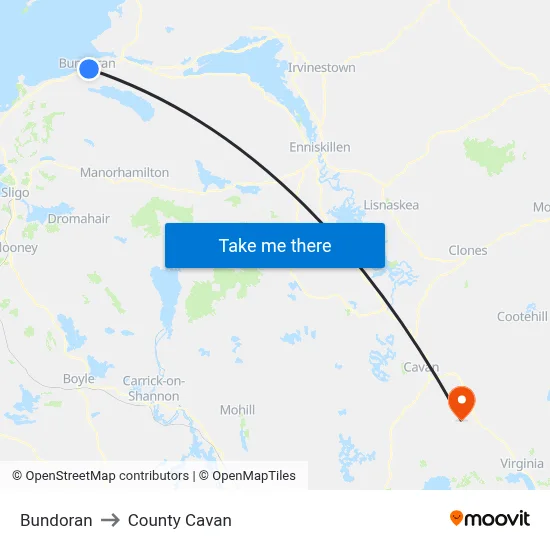 Bundoran to County Cavan map