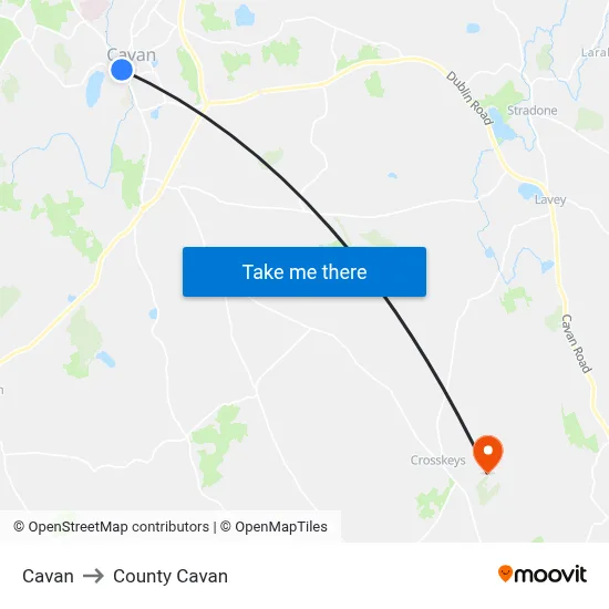 Cavan to County Cavan map