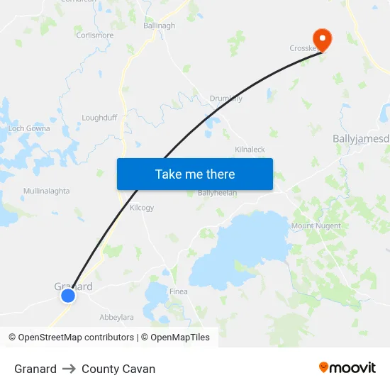 Granard to County Cavan map