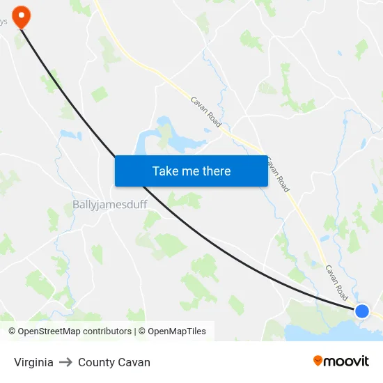 Virginia to County Cavan map