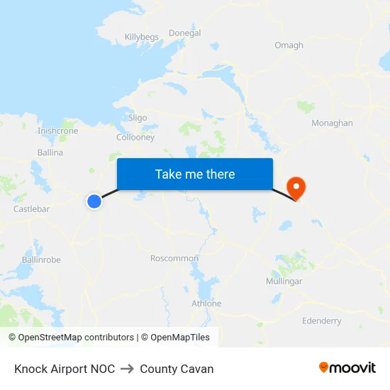 Knock Airport NOC to County Cavan map
