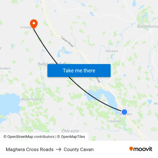 Maghera Cross Roads to County Cavan map