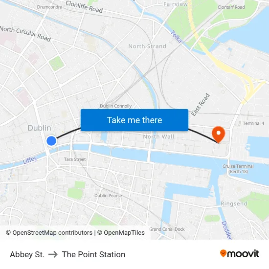 Abbey St. to The Point Station map