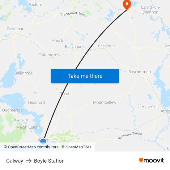 Galway to Boyle Station map
