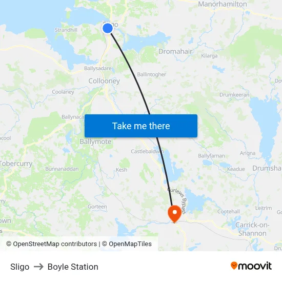 Sligo to Boyle Station map