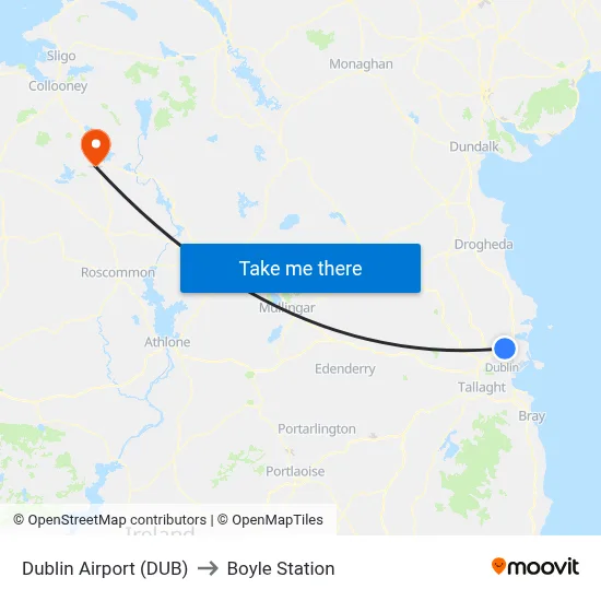 Dublin Airport (DUB) to Boyle Station map