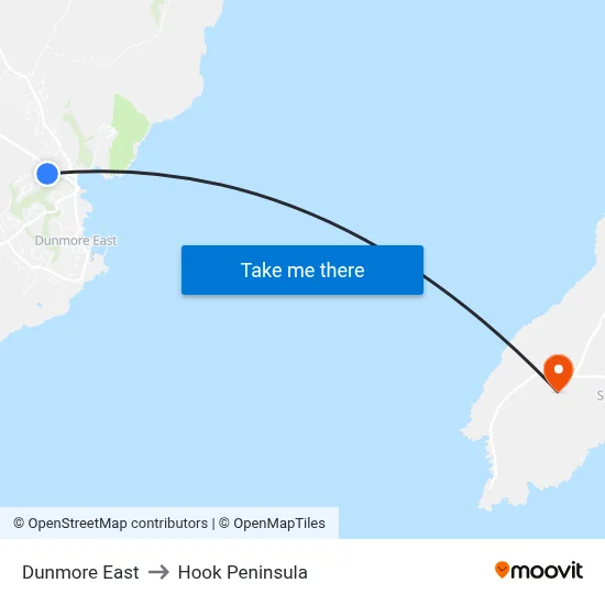 Dunmore East to Hook Peninsula map