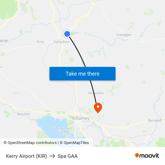 Kerry Airport (KIR) to Spa GAA map