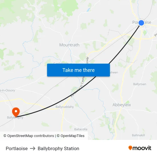 Portlaoise to Ballybrophy Station map