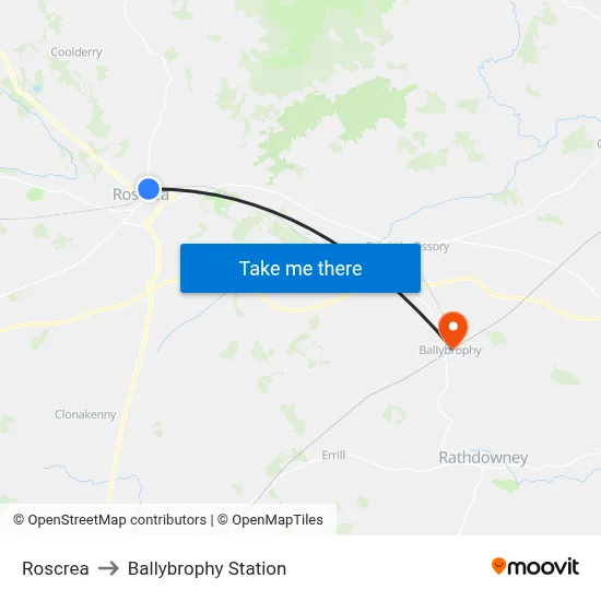 Roscrea to Ballybrophy Station map