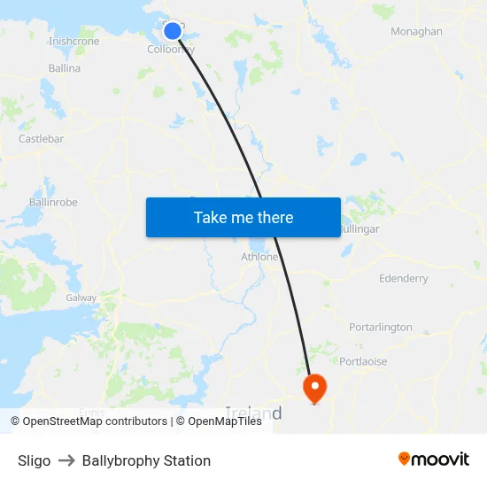 Sligo to Ballybrophy Station map