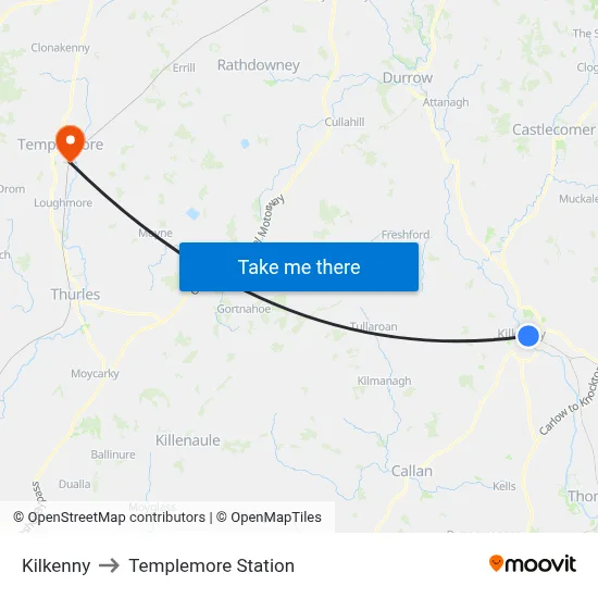 Kilkenny to Templemore Station map