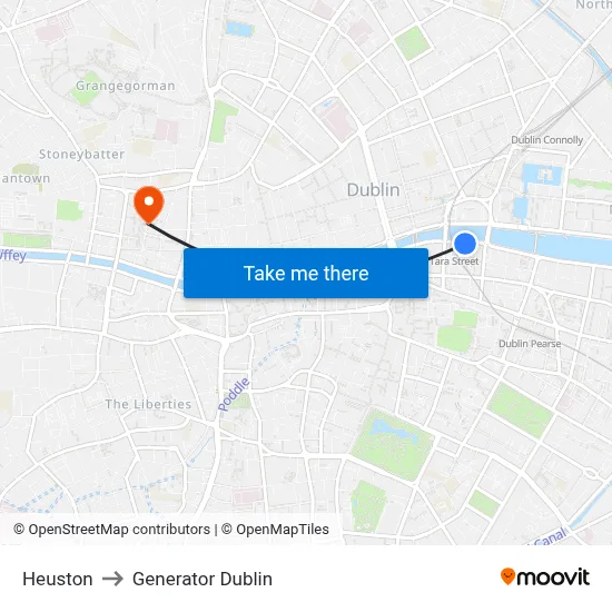 Heuston to Generator Dublin map