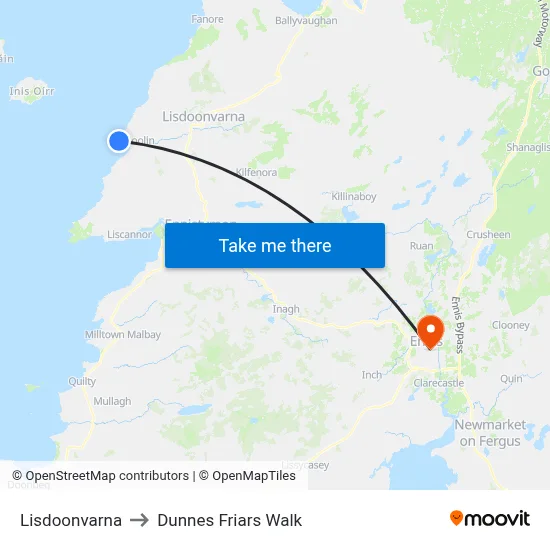 Lisdoonvarna to Dunnes Friars Walk map