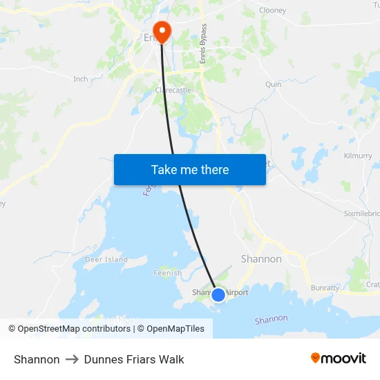 Shannon to Dunnes Friars Walk map