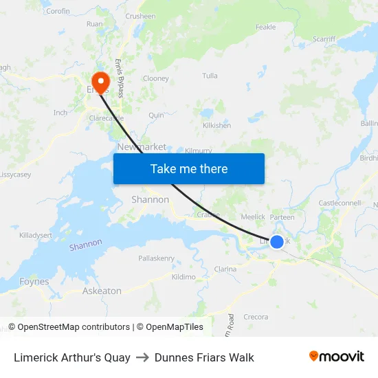 Limerick Arthur's Quay to Dunnes Friars Walk map