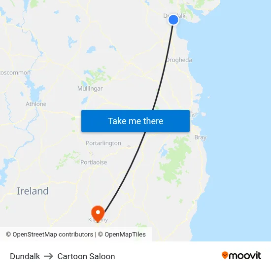 Dundalk to Cartoon Saloon map