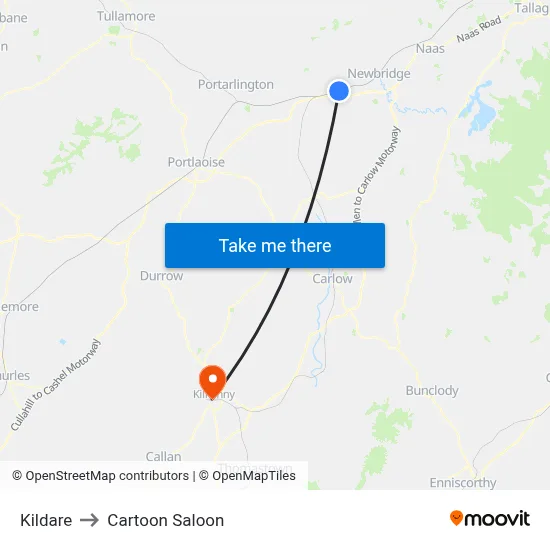 Kildare to Cartoon Saloon map